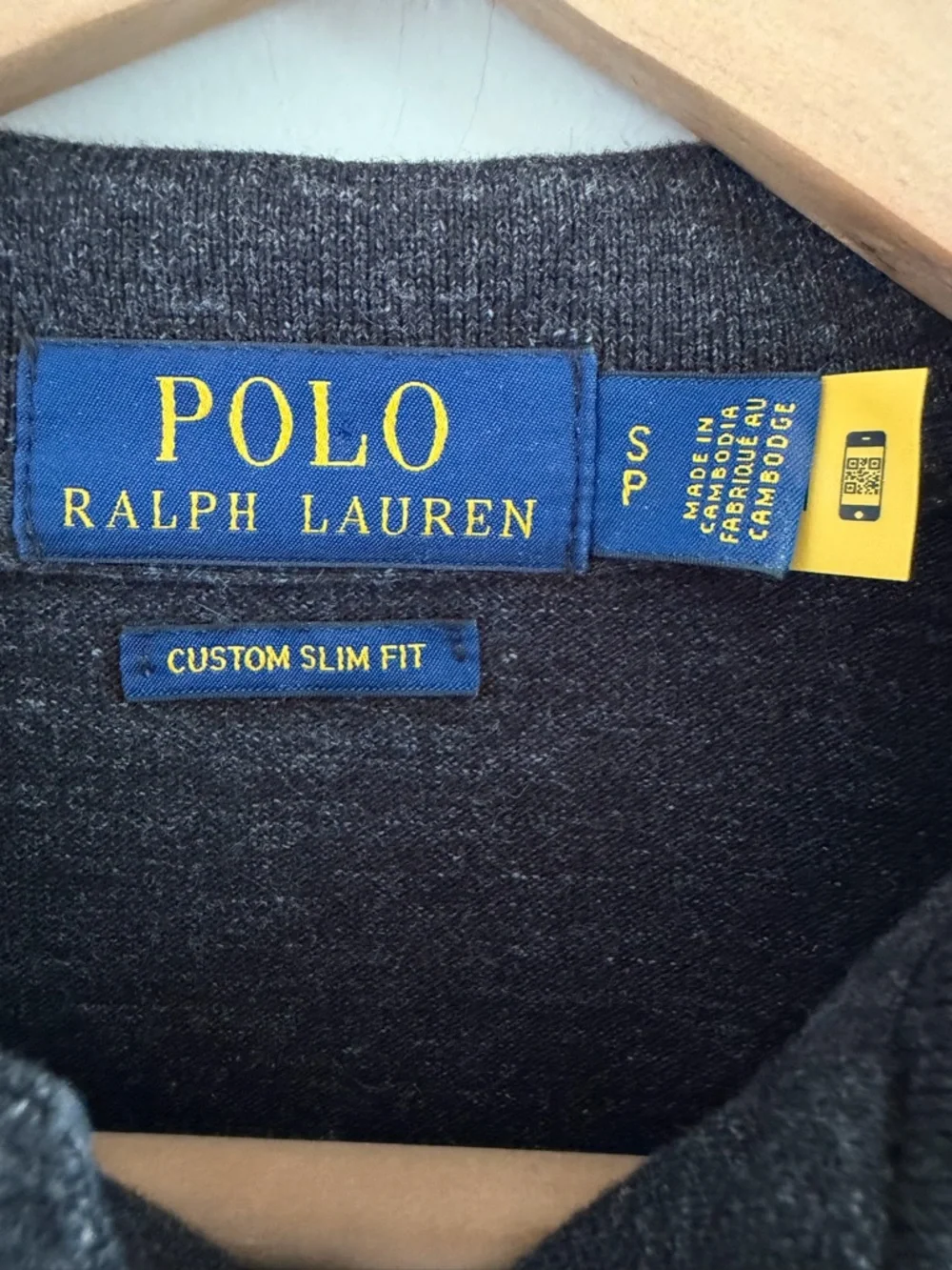 Polo Ralph Lauren Gray Long‎ Sleeve Polo Shirt Slim Fit Preppy Minimalist Mens S
